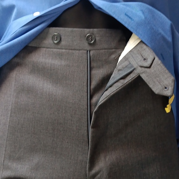 GIORGIO VALENTINI MEN'S GREY FRONT FLAT TROUSERS  W/TOLLEGNO 1900 LUXURY FABRIC - Picture 9 of 17